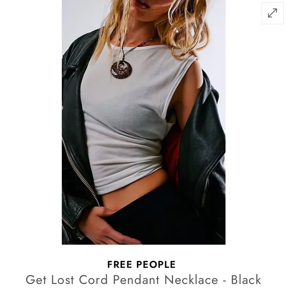 Free People Get Lost Cord Pendant Necklace NEW Boho Adjustable Glass Pendant - Picture 2 of 4